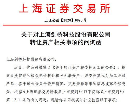 劍橋科技轉讓資產引監(jiān)管問詢 賬面為零評估卻值2560萬，技術開發(fā)背后是否暗藏關聯？